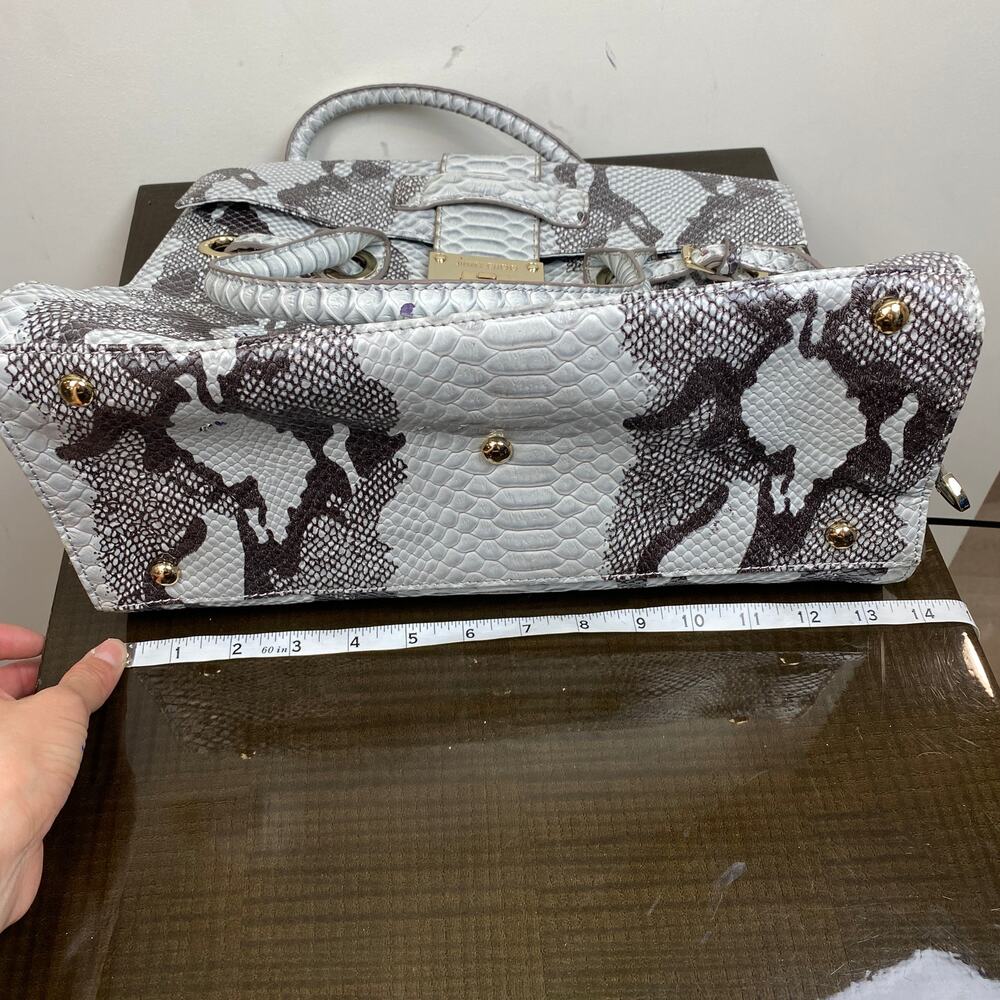 Jimmy Choo Gray and Black Python-Print Leather Top-Handle Shoulder Bag - Picture 12 of 16
